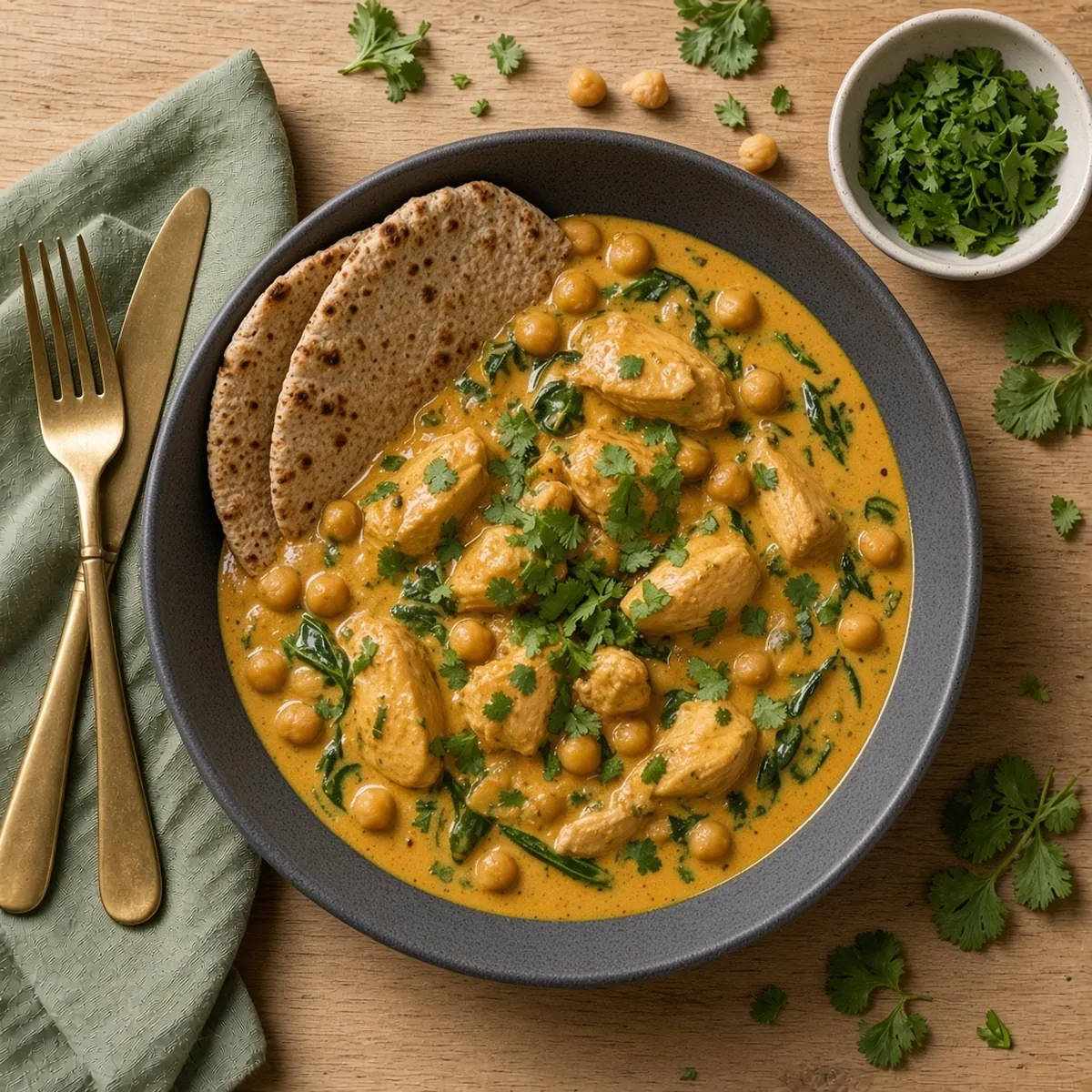 Chicken, chickpea and spinach curry