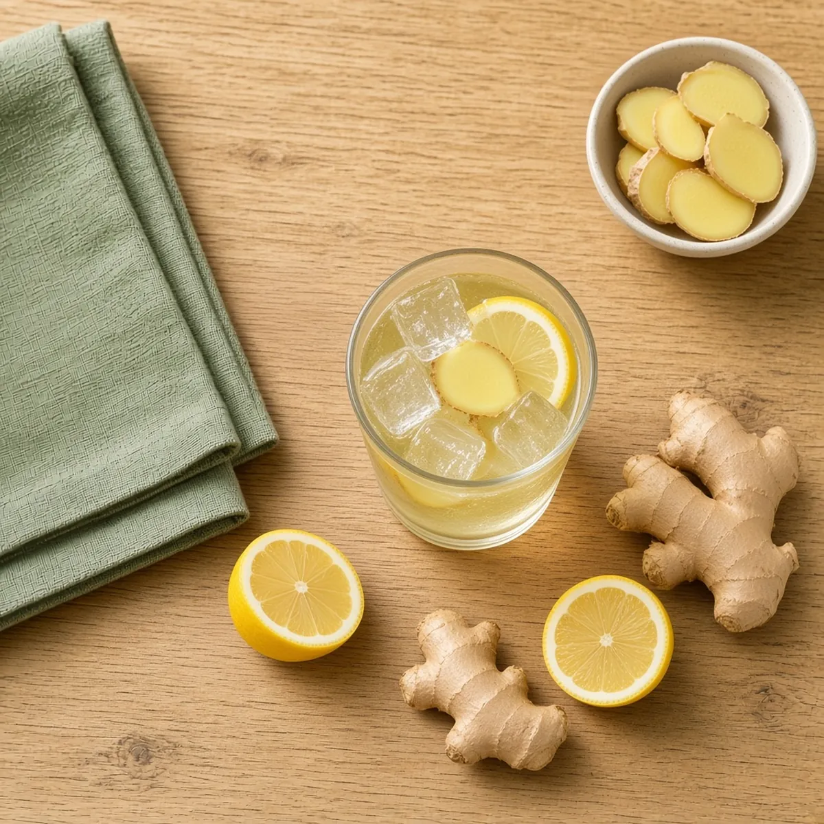 Ginger and lemon iced tea