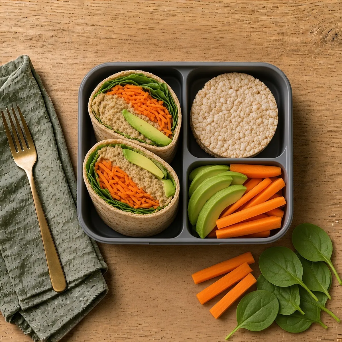 Houmous and veg wrap (no milk, no meat)