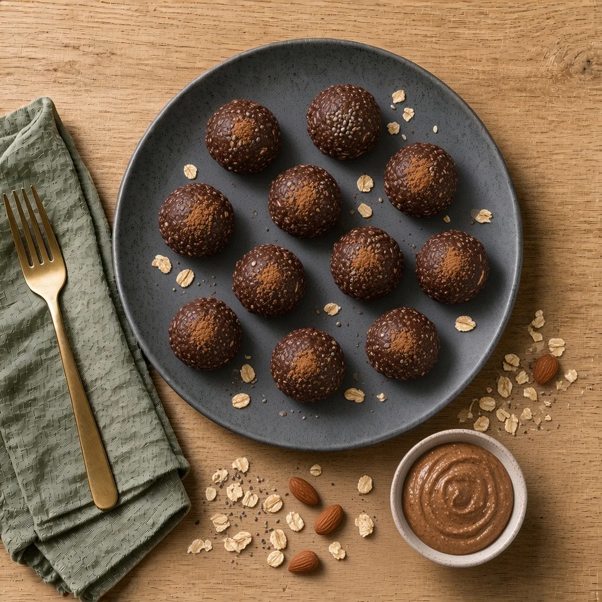 No-bake almond, oat and cacao bites