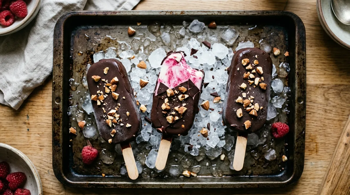 Magnum-style chocolate yoghurt lollies